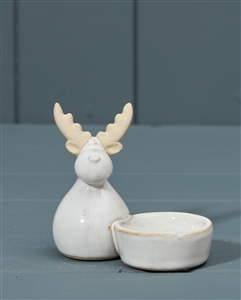 Ceramic Reindeer Tealight Holder 9cm