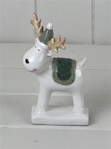 Small Ceramic Reindeer - Dark Green Saddle 12cm