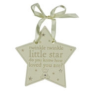 Bambino Resin Hanging Star Plaque- Twinkle Twinkle 13cm