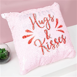 Hugs And Kisses Sequin Cushion