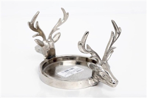 Double Stag Head Candle Holder 22cm