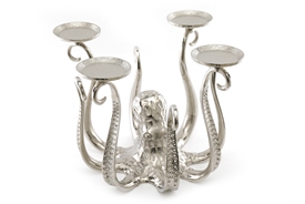 Silver Iron Octopus Candle Holder