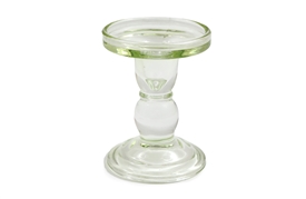 Small Clear Glass Candle Stick Holder 11cm