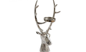 Large Silver Deer  Pillar Candle Holder 52cm