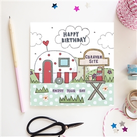 Flossy Teacake Greeting Card - Caravan Birthday