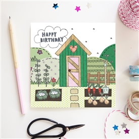 Flossy Teacake Greeting Card - Allotment Birthday
