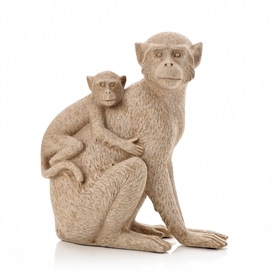 Sandstone Look Monkey And Babies 19cm