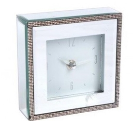 Mirror Clock Holder With Glitter Beads 14cm