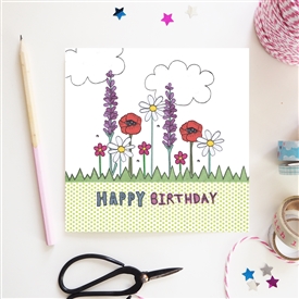 Flossy Teacake Greeting Card - Flower Birthday
