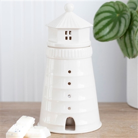 White Lighthouse Lidded Oil/Wax Warmer 18cm