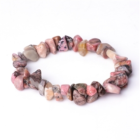 Crystal Stone Chunky Bracelet - Rhodonite