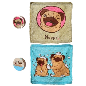 2asst Pug Compressed Wash Cloth