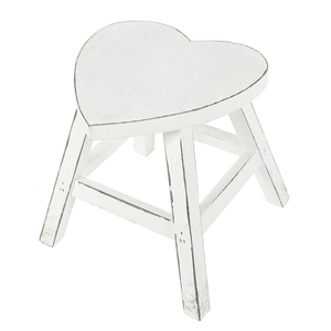 Wooden Heart Shaped Stool - White