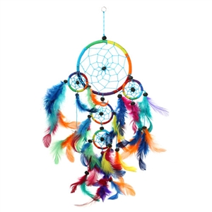 Rainbow Feathers Dreamcatcher 12cm