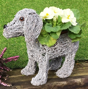 Standing Grey Dog Planter 26cm