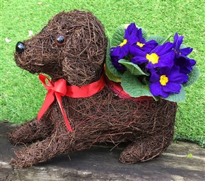 Brushwood Sitting Dog Planter 30cm