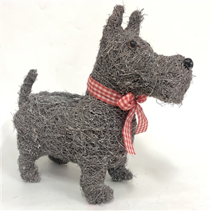 Grey Brushwood Scottie Dog Planter 36cm