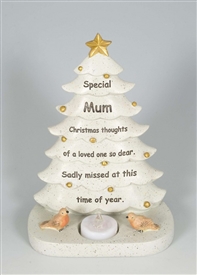 Memorial Xmas Tree With Flickering Candle - Mum