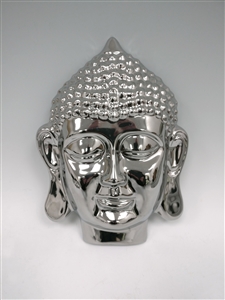 Silver Thai Buddha Head Plaque 21cm