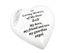 White Remembrance Heart With Silver Feather - Dad 15cm