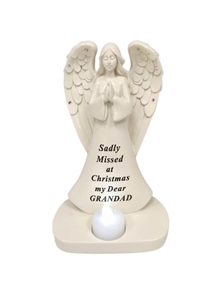 Remembrance Angel With Flickering Light - Grandad  20cm