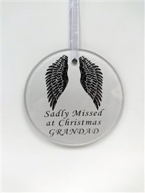 'Grandad' Angel Wings Glass Memorial Christmas Decoration