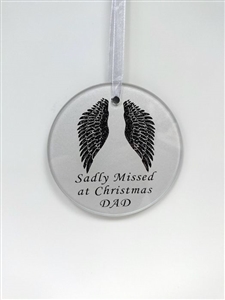 'Dad' Angel Wings Glass Memorial Christmas Decoration