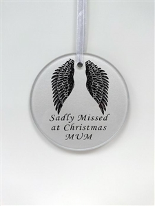 'Mum' Angel Wings Glass Memorial Christmas Decoration