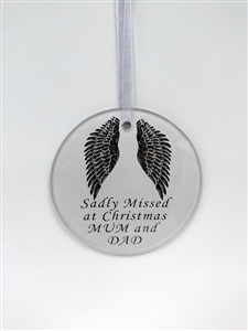  'Mum And Dad' Angel Wings Glass Memorial Christmas Decoration