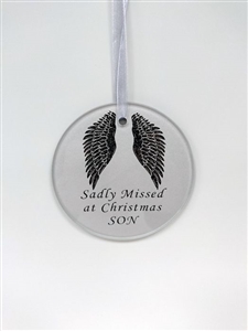 'Son' Angel Wings Glass Memorial Christmas Decoration