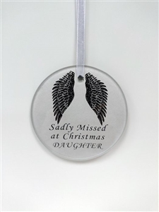 'Daughter' Angel Wings Glass Memorial Christmas Decoration