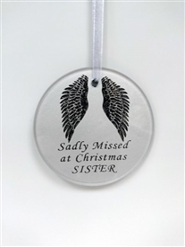 'Sister' Angel Wings Glass Memorial Christmas Decoration