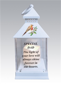 Dad Memorial Robin Lantern With Timer