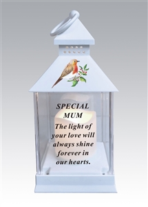 Mum Memorial Robin Lantern With Timer