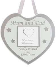 Remembrance Hanging  Heart Frame - Mum & Dad  10cm