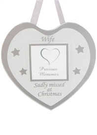 Remembrance Hanging  Heart Frame - Wife  10cm