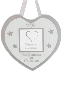 Remembrance Hanging  Heart Frame - Wife  10cm