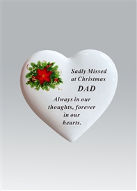 Christmas Poinsettia Remembrance Heart - Dad 14cm