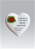 Christmas Poinsettia Remembrance Heart - Mum & Dad 14cm