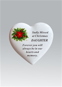 Christmas Poinsettia Remembrance Heart - Daughter 14cm