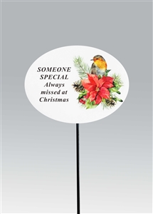 Christmas Poinsettia & Robin Remembrance Stake - Someone Special 9cm