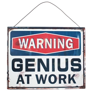 Genius At Work Metal Sign 24cm