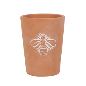 Small Terracotta Single Bee Motif Plant Pot 11cm