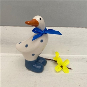 DUE MID JANUARY Small Ceramic Polka Dot Duck 10cm - Navy Dots