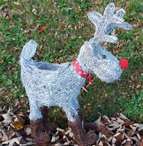 Grey Brushwood Standing Christmas Reindeer Decoration 60cm