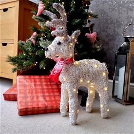 DUE EARLY AUGUST 70 LED White Reindeer 58cm (INDOOR and OUTDOOR)