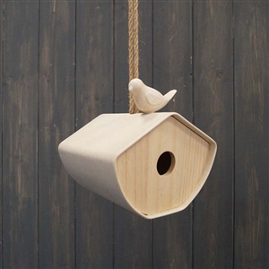Earthy Natural Bamboo Bird House 16cm