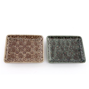 2asst Embossed Rustic Trinket Tray 15cm