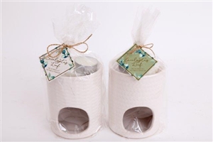 Eucalyptus Weave Effect Oil Burner 2 Assorted 11.5cm