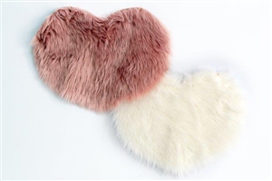 Shaggy Faux Fur Heart Rug 2 Assorted Colours 66cm